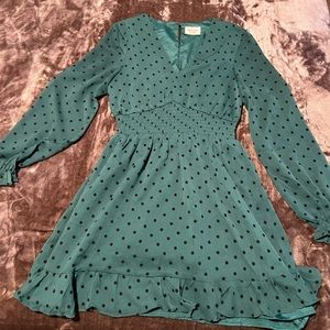 Showpo Long Sleeve Mini Green Dress